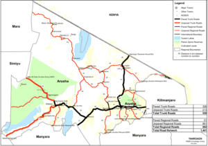Arusha Region Road Network